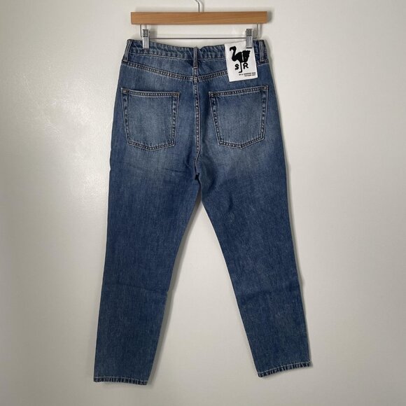 Sandrine Rose Jeans Womens 29 Blue Snow Ripped Button Fly Straight Distressed - Picture 5 of 13